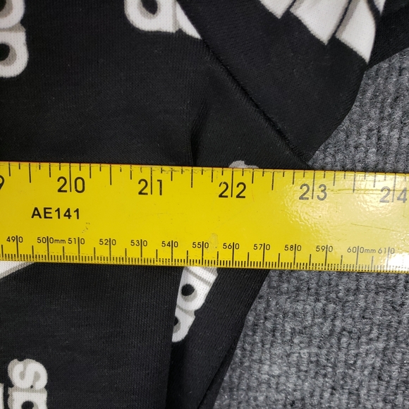 adidas Men's All Over Print Fleece Hoodie Black White - Picture 7 of 8